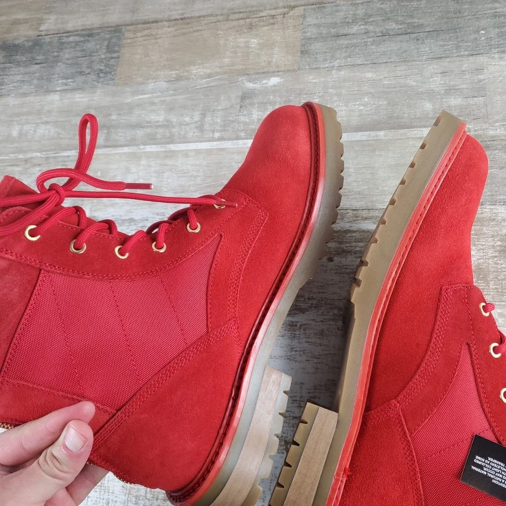 Saint Morta Legion Mens Boots Sz 10 Red Gum Suede Comfort Lace Up Back Zip